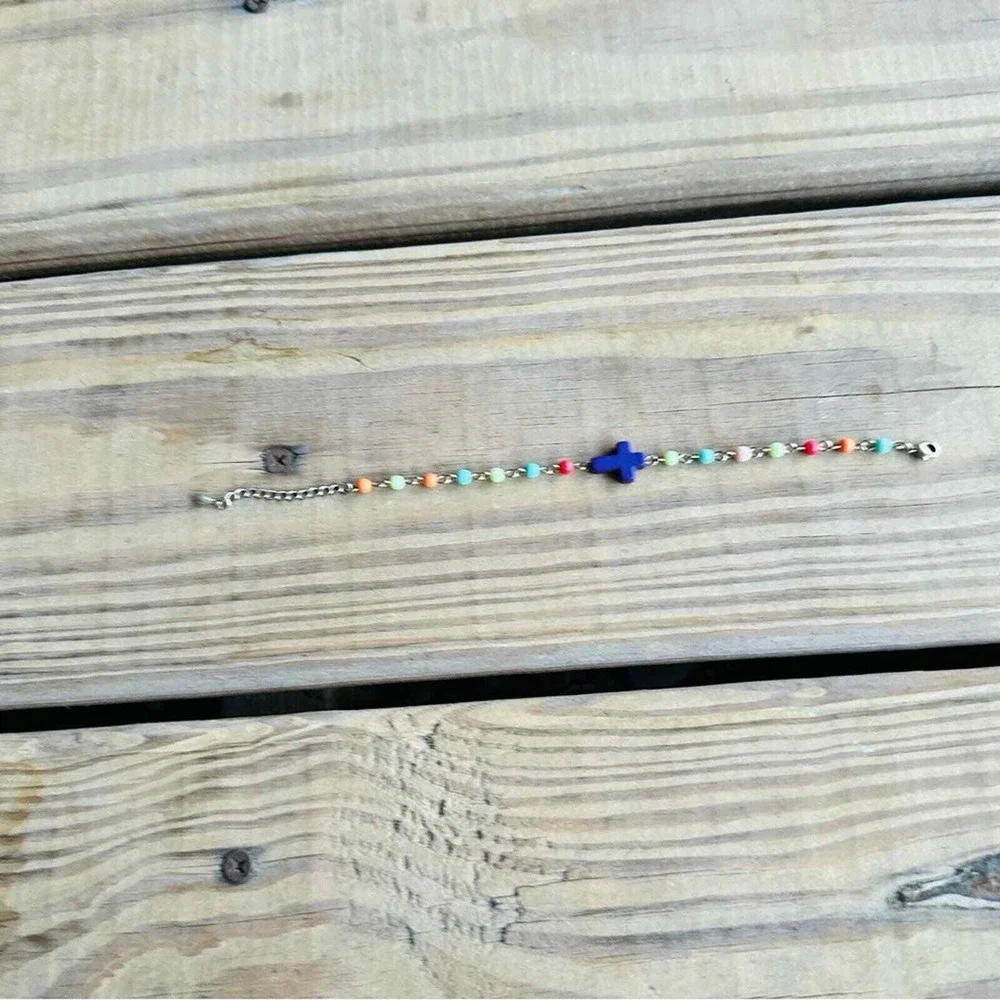 Purple Cross Bracelet Easter Beaded Kids Girl‎ Child Communion Spring Dainty